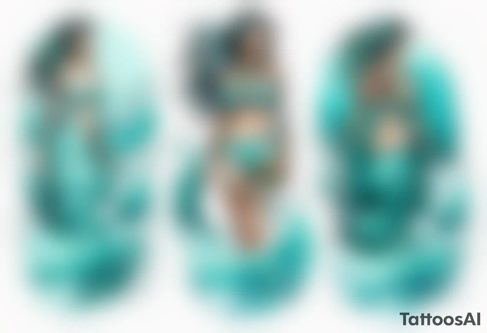 a turquoise water woman standing in the waves tattoo idea