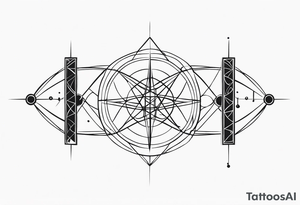armband tattoo, masculine, narrow, horizontal with quantum bound atoms pattern tattoo idea