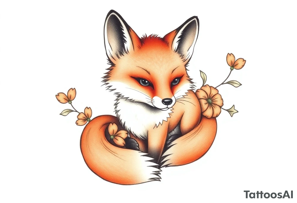 cute innocent fox tattoo idea