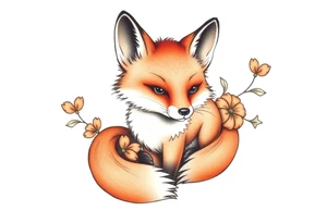 cute innocent fox tattoo idea