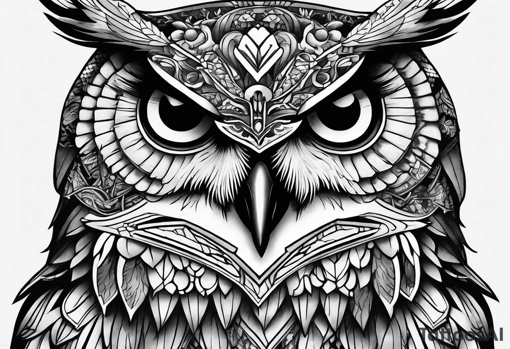 Owl in armor tattoo idea