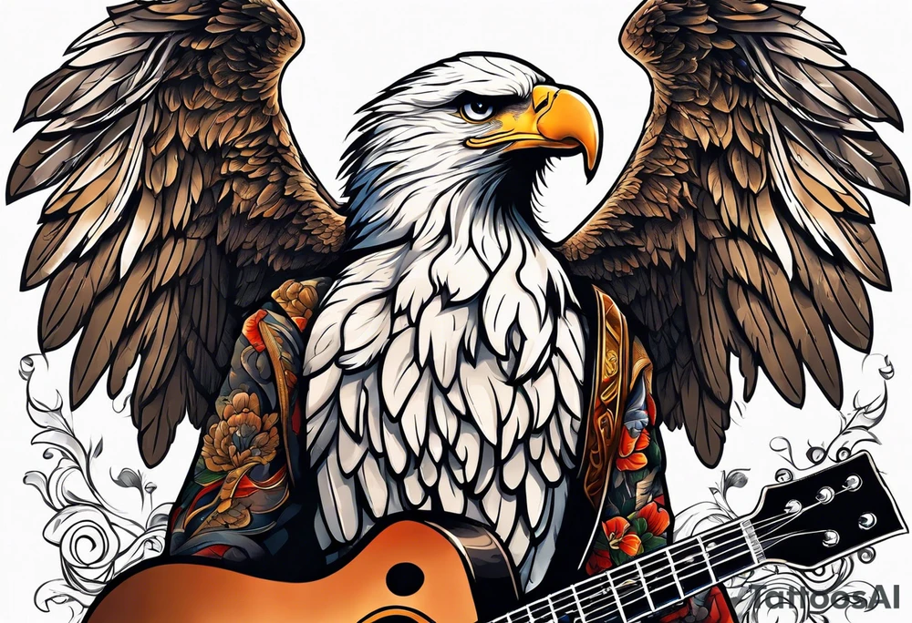 eagle playing guitar tattoo idea