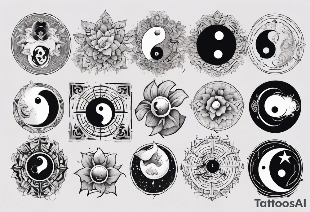 Rock with the style of ying and yang tattoo idea