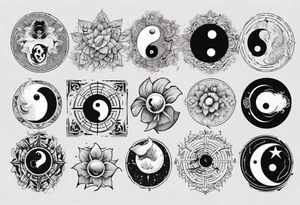 Rock with the style of ying and yang tattoo idea