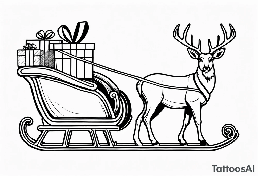 Sleigh Full of Gifts with santa and deer tattoo idea