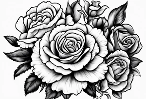 Carnation,rose bouquet tattoo idea