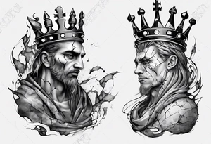 big king chess with lots of cracks marble tattoo idea