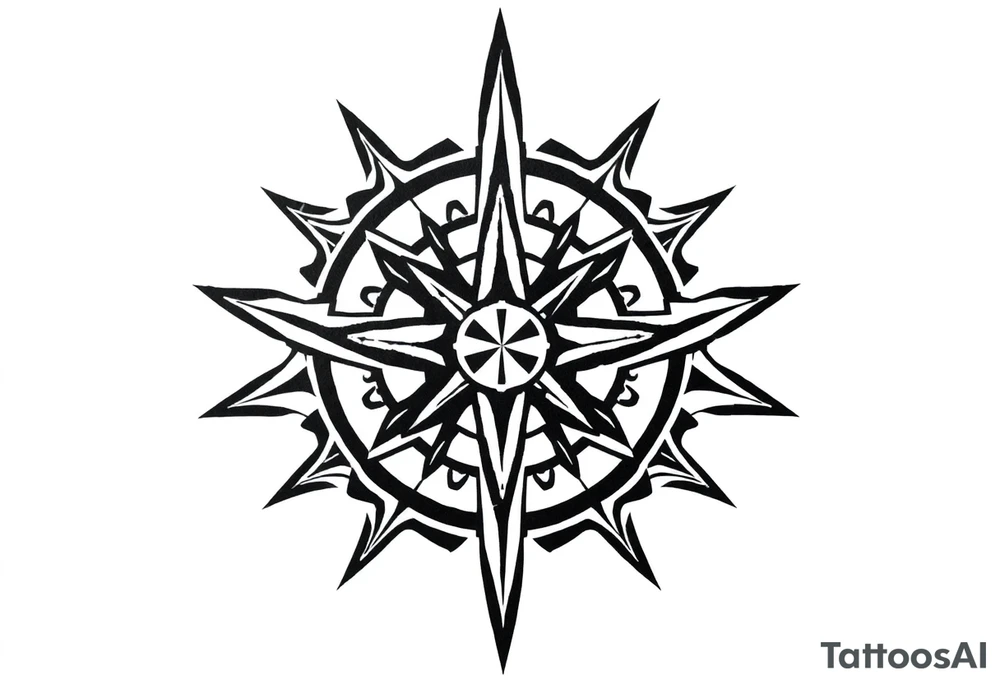 Simple Double layered compass rose tattoo idea