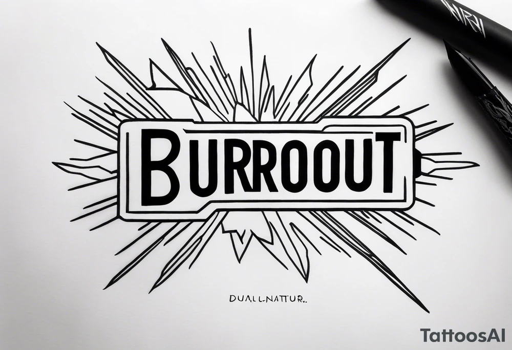 tattoo idea with the word burnout. Dual nature tattoo idea