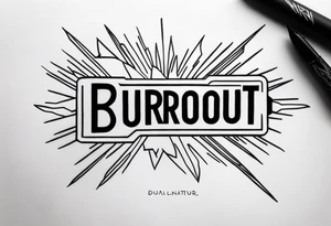 tattoo idea with the word burnout. Dual nature tattoo idea