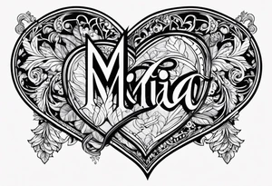 The word Mia in a heart tattoo idea