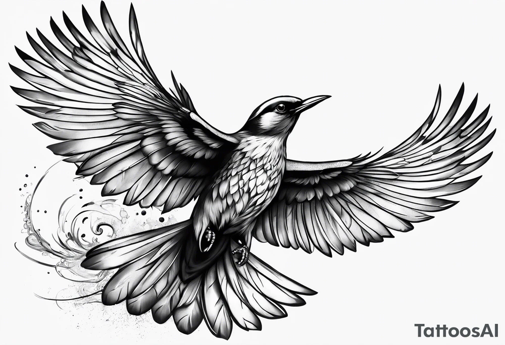 Beautiful bird flying to freedom tattoo idea
