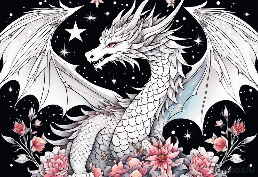 Constellation, wing , snow , cross , dragon female japan kawaii , flower tattoo idea