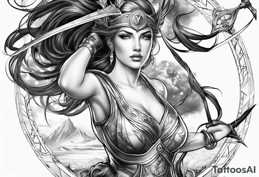 Sagittarius  realistic tattoo idea