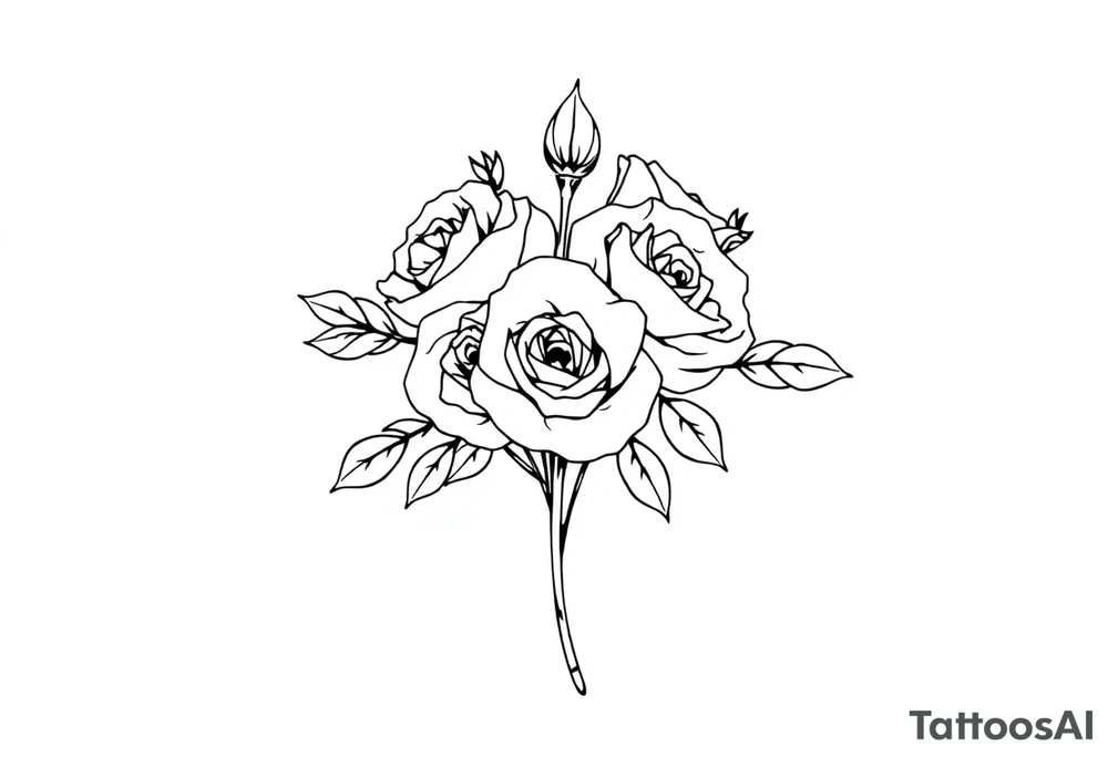 bouquet of roses tattoo idea
