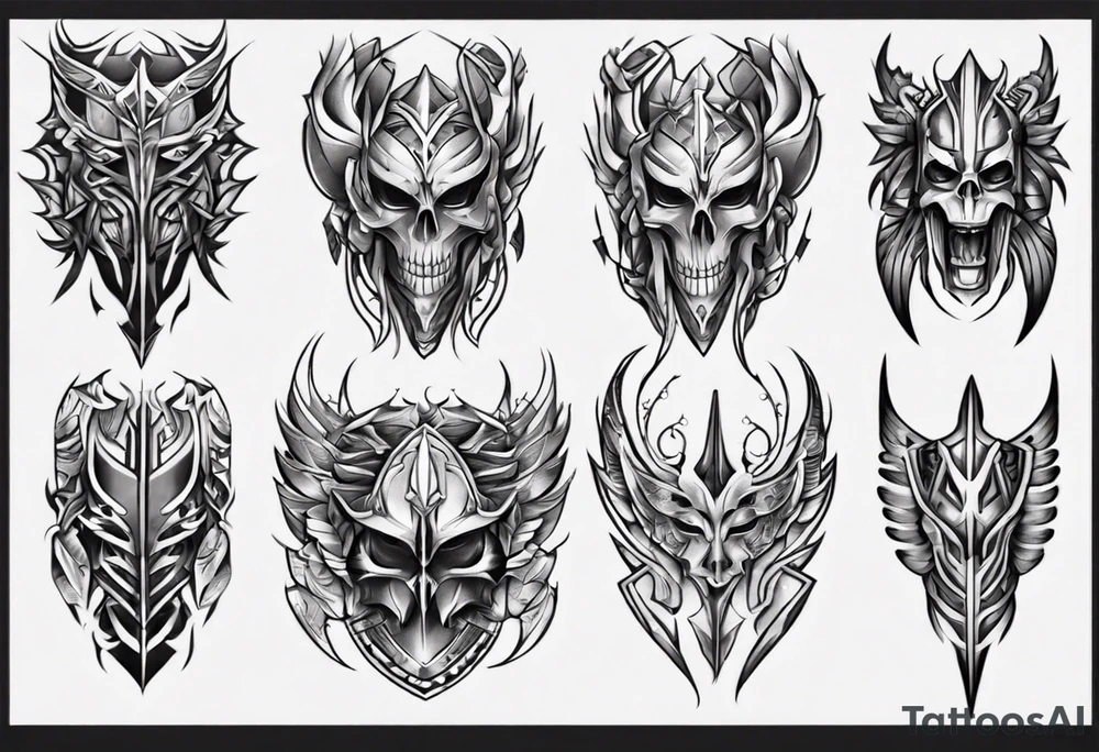 Leg armor symmetrical tattoo idea