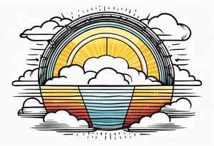 sunshine with rays
and clouds
old school vintage simple traditional design 

bold color simple tattoo idea