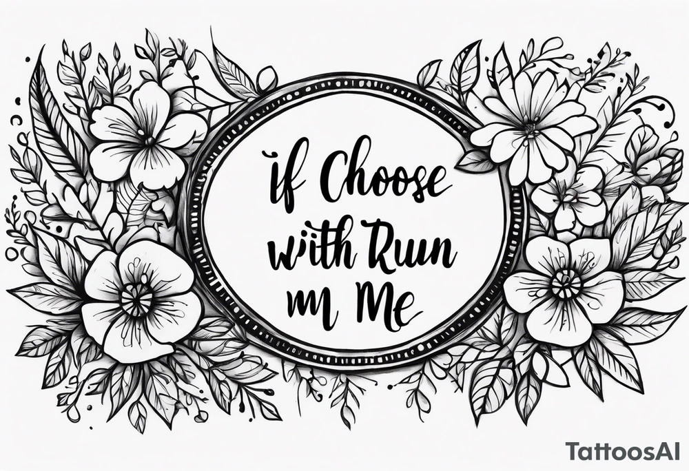 create a tatto using the next lyric: "If you choose to run away with me" tattoo idea