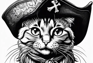 Happy cat in pirat hat tattoo idea