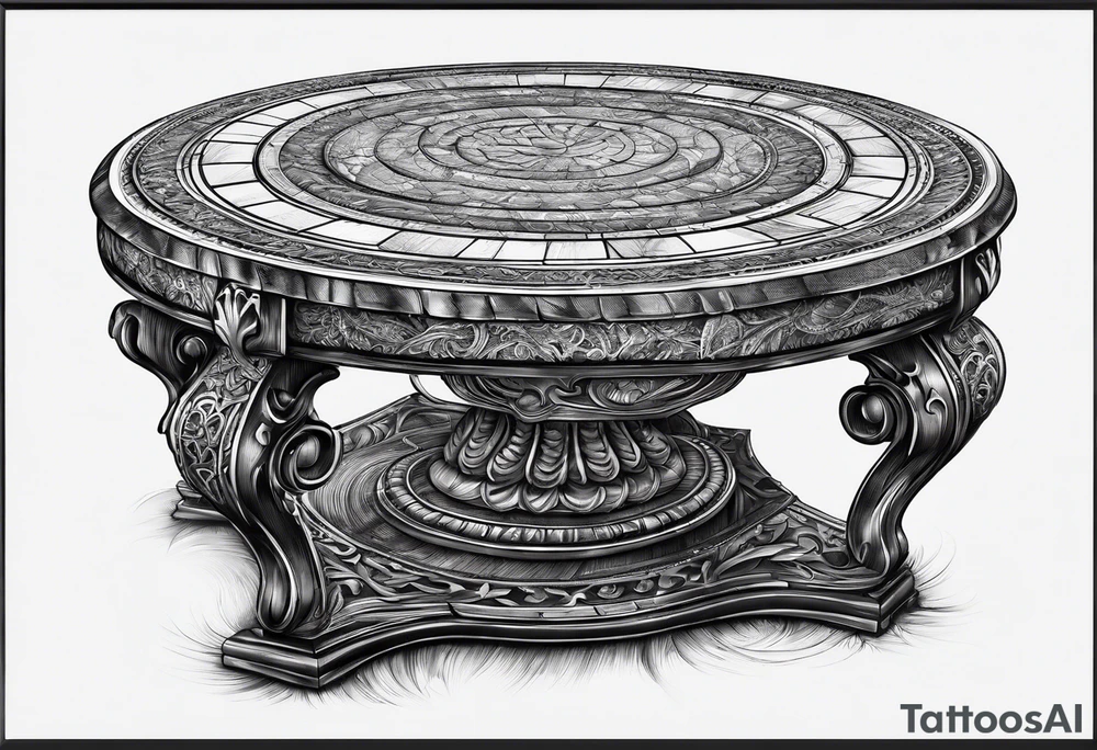 Broken stone table with coiled ropes tattoo idea