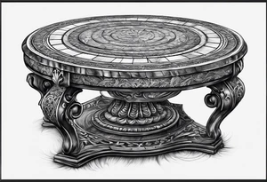 Broken stone table with coiled ropes tattoo idea
