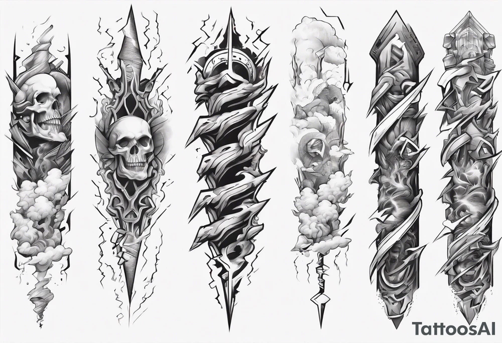 forearm sleeve lightning and clouds pattern tattoo idea forearm sleeve lightning and clouds pattern tattoo idea