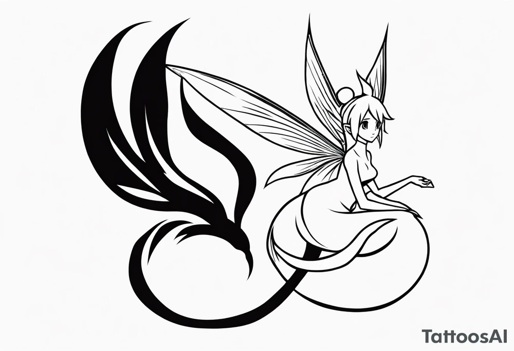 A fairy with a tail inspired by the logo of the show called Fairy Tail tattoo idea