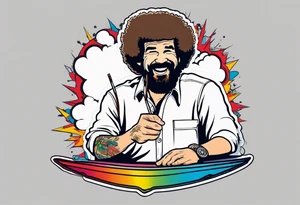 Bob Ross rolling a blunt tattoo idea