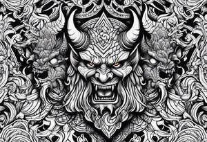 Demons in hell devil in background tattoo idea