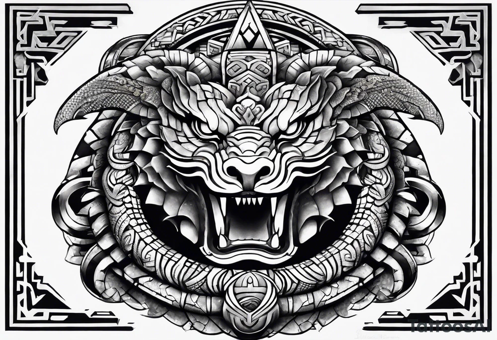 aztec snake sleeve tattoo idea