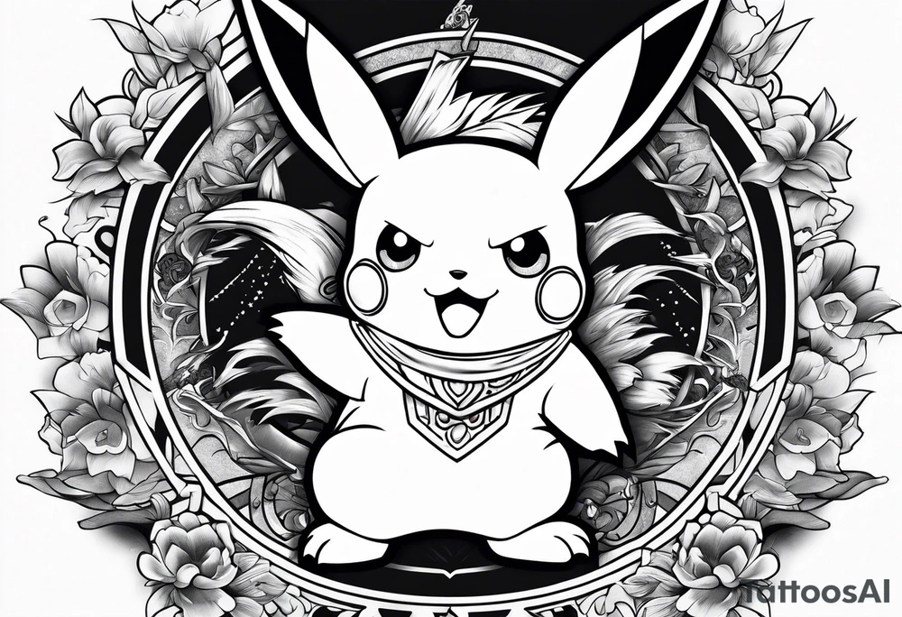 Pikachu deguised on Son goku tattoo idea