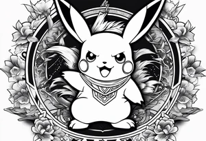 Pikachu deguised on Son goku tattoo idea