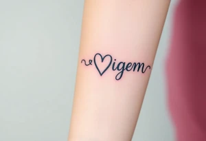 Bright colored ambigram words tattoo idea