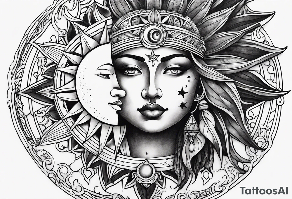 Sun and moon tattoo idea