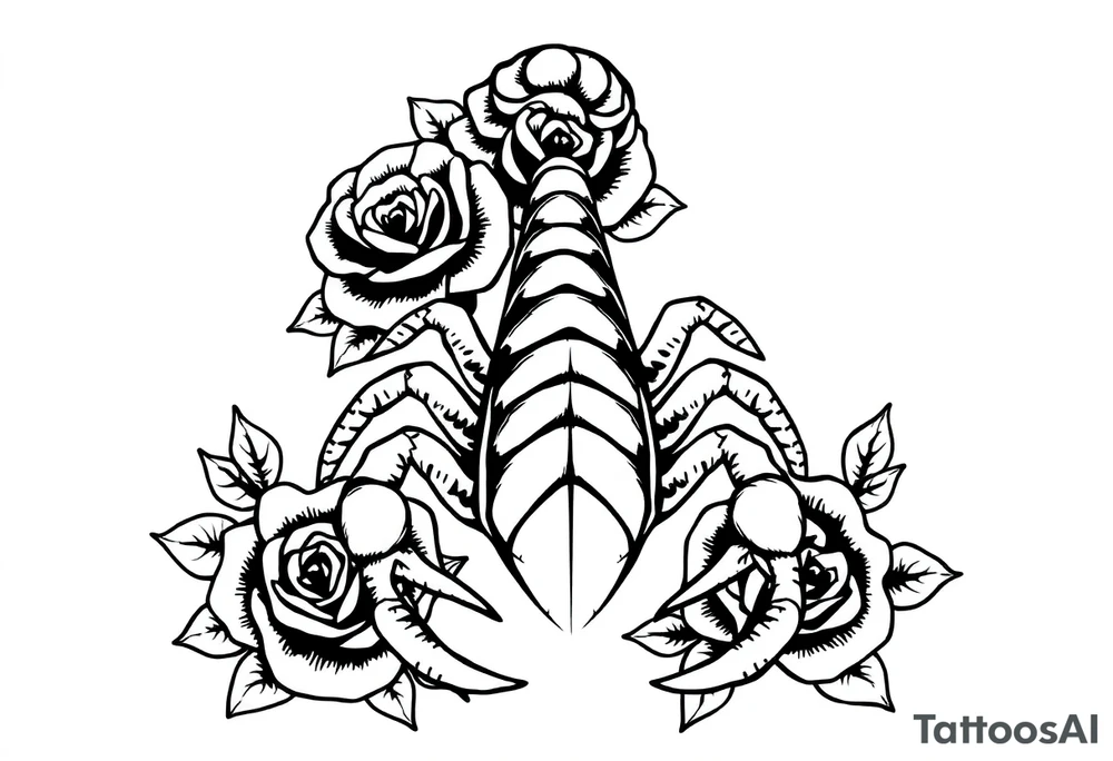 Scorpion with roses tattoo idea