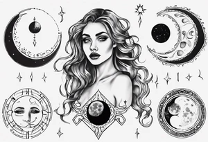 Woman's moon phase chest tattoo tattoo idea