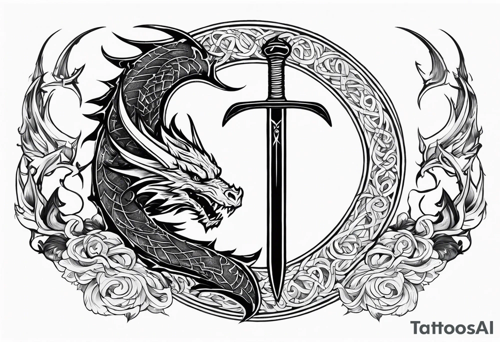 Valhalla death 
prayer sword dragon axe tattoo idea