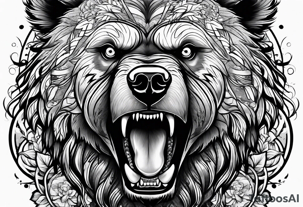 angry bear tattoo idea
