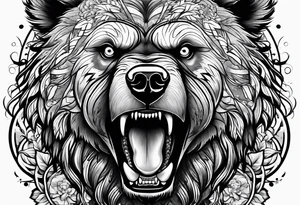angry bear tattoo idea