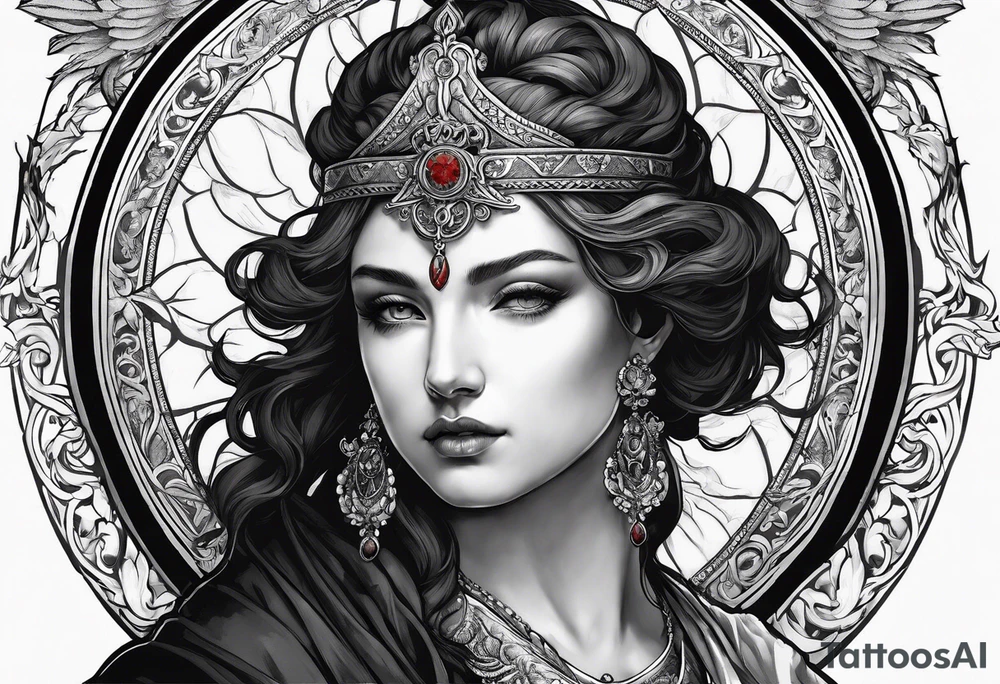 nemesis, the goddess of vengeance with blood tattoo idea