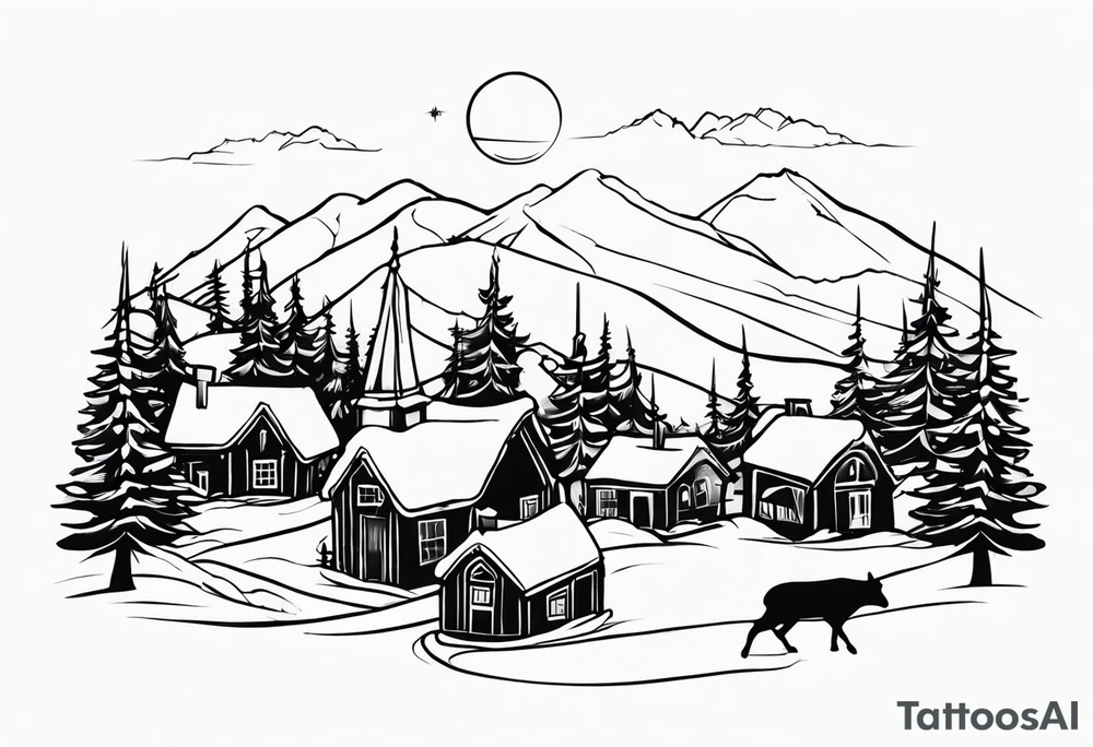 Snowy Village tattoo idea