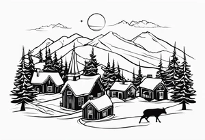 Snowy Village tattoo idea