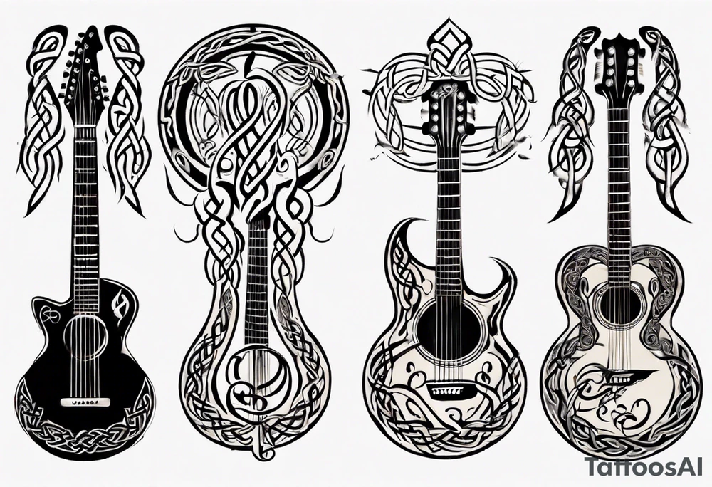 celtic  design with a treble clef and a guitar tattoo idea