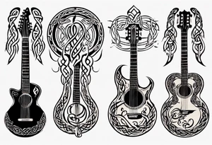 celtic  design with a treble clef and a guitar tattoo idea