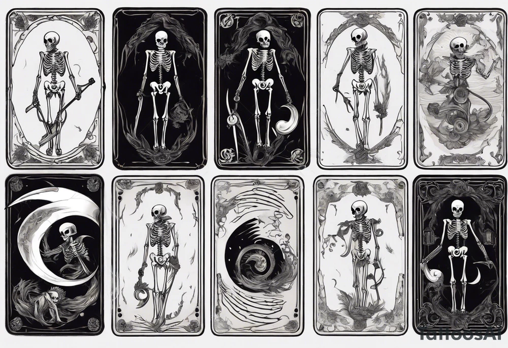 Ying yang death tarot card scythe skeleton tattoo idea