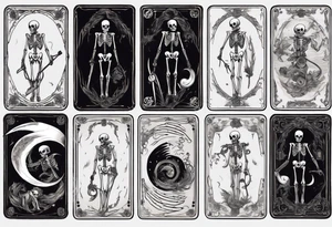 Ying yang death tarot card scythe skeleton tattoo idea