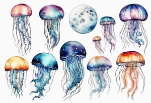 jellyfish going into the moon tattoo idea