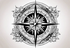 Nautical compass and tribal tattoo idea