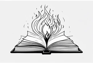 book open with fire comming out of the pages tattoo idea