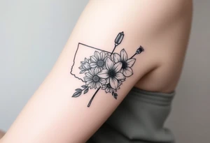 Washington state flower bouquet with texas state flower and Connecticut state flower tattoo idea
